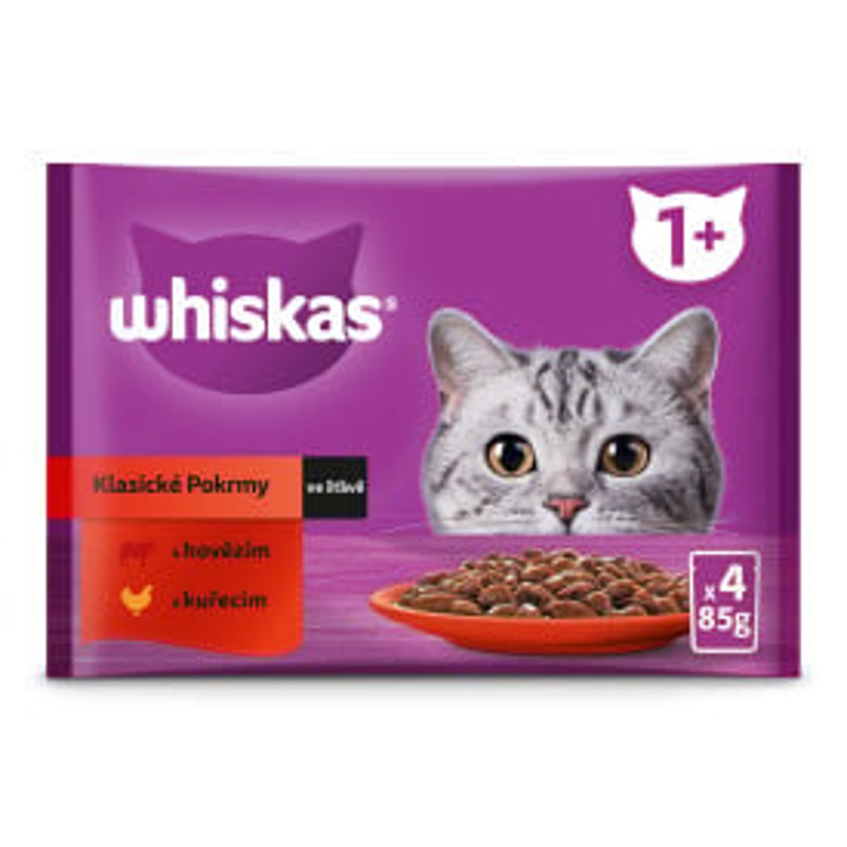 Whiskas Kapsičky klasický výběr ve šťávě pro dospělé kočky 4×85 g