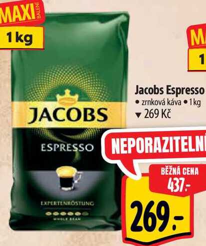 Jacobs Espresso zrnková káva, 1 kg