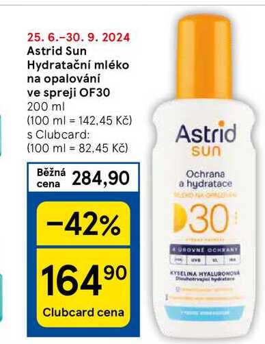 Astrid Sun Hydratační mléko na opalování ve spreji OF30, 200 ml