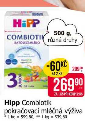 HiPP combiotik pokračovací mléčná výživa 500g