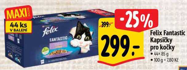 Felix Fantastic Kapsičky pro kočky, 44x 85 g
