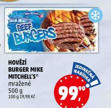 HOVĚZÍ BURGER MIKE MITCHELL'S mražené, 500 g