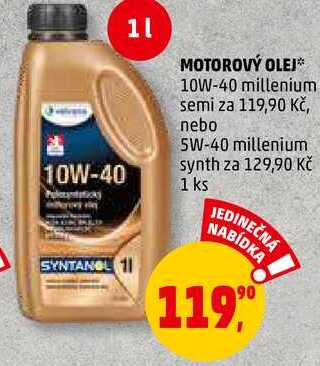 MOTOROVÝ OLEJ 10W-40 millenium semi, 1 ks