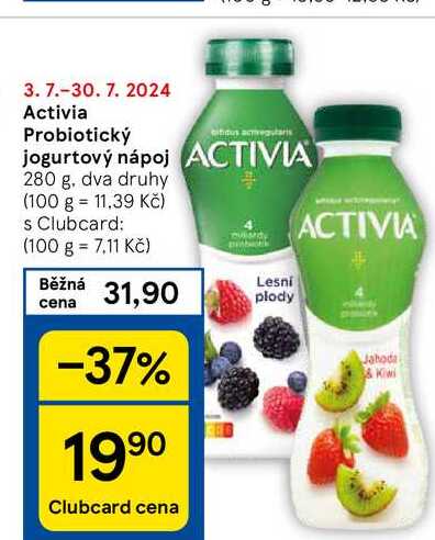 Activia Probiotický jogurtový nápoj, 280 g v akci