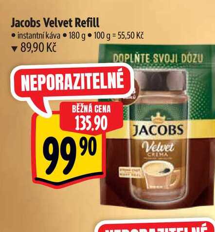 Jacobs Velvet Refill  instantní káva  180 g   v akci