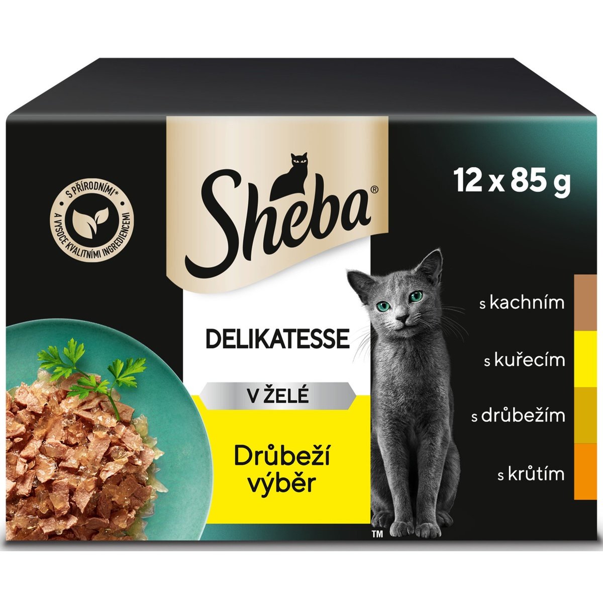 Sheba Delicacy drůbeží výběr v želé kapsičky pro dospělé kočky 12×85 g