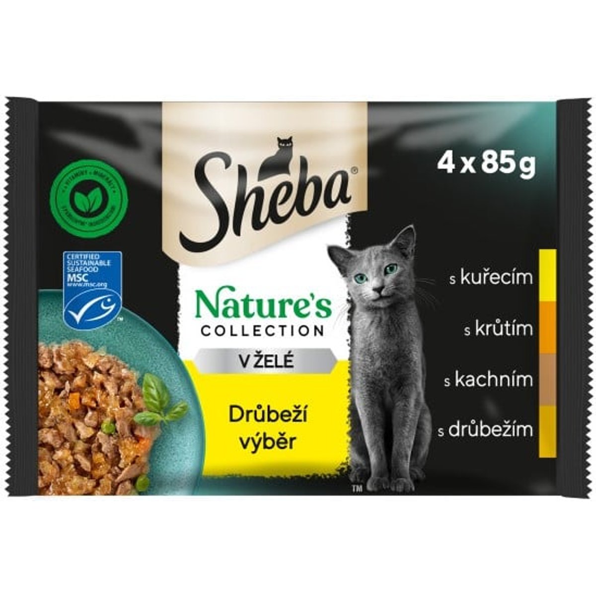 Sheba Nature's Collection drůbeží výběr v želé kapsičky pro dospělé kočky 4×85 g