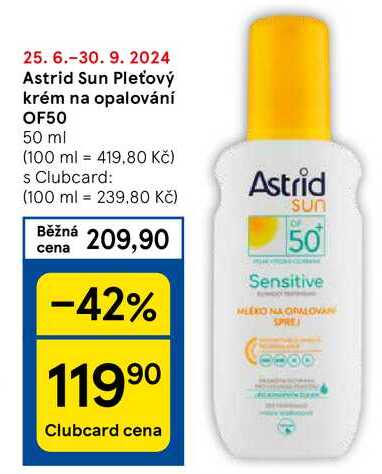 Astrid Sun Pleťový krém na opalování OF50, 50 ml 