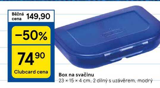 Box na svačinu 23 x 15 x 4 cm, 2 dílný s uzávěrem, modrý 