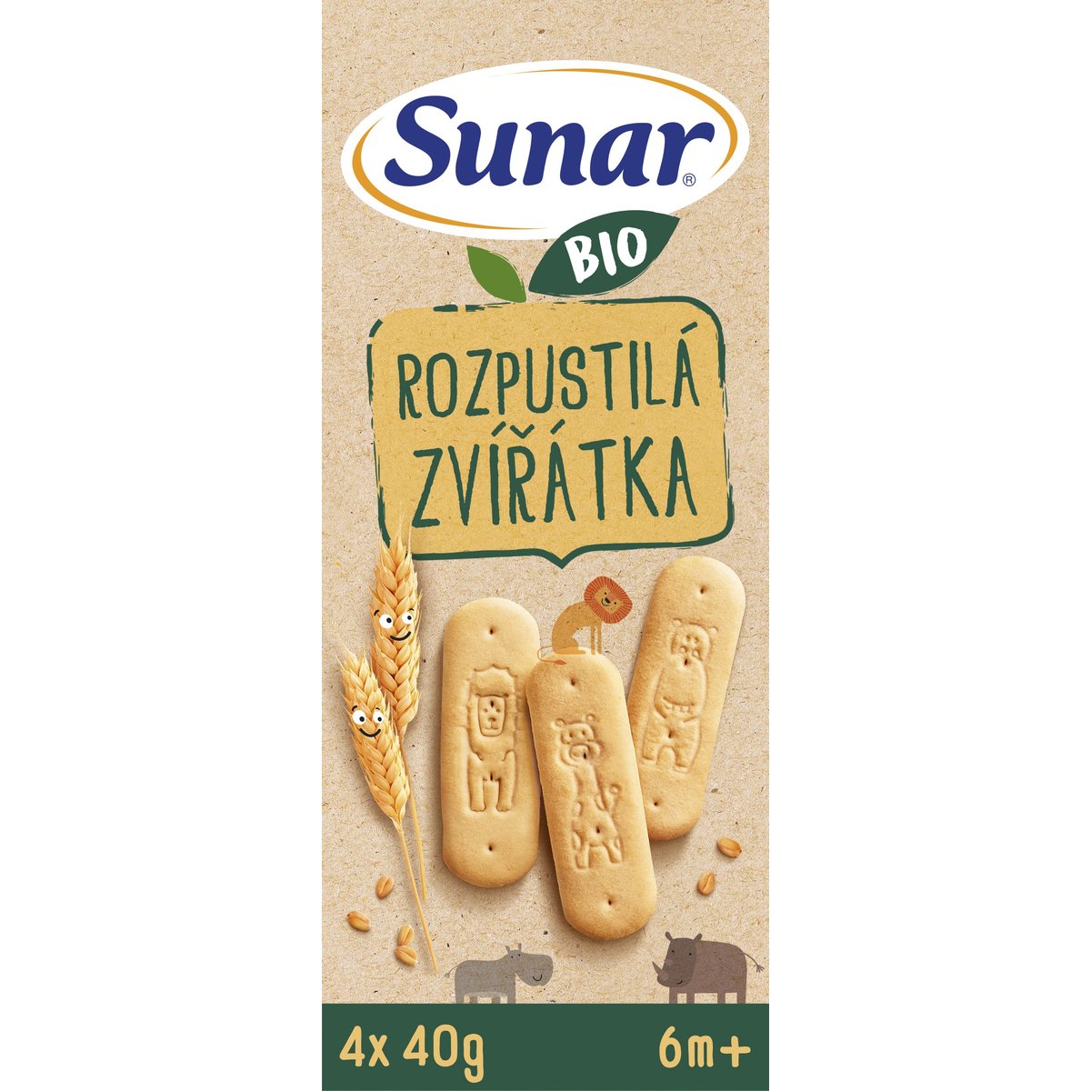 Sunar BIO Rozpustilá zvířátka sušenky 4×40 g