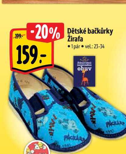 Dětské bačkůrky Žirafa 1 pár vel 23-34