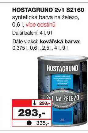 HOSTAGRUND 2v1 S2160 syntetická barva na železo, 0,6 l, více odstínů 