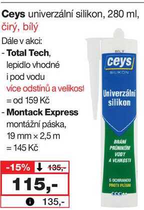 Ceys univerzální silikon, 280 ml, čirý, bílý 