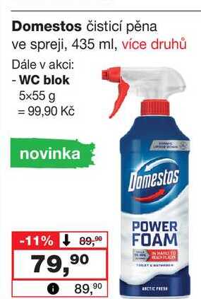 Domestos čisticí pěna ve spreji, 435 ml