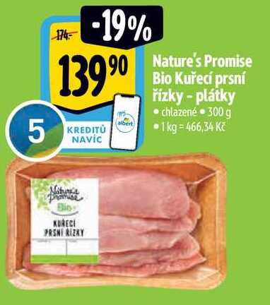   Nature's Promise Bio Kuřecí prsní řízky - plátky  300 g