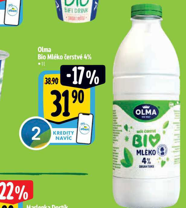  Olma Bio Mléko čerstvé 4% 1 l