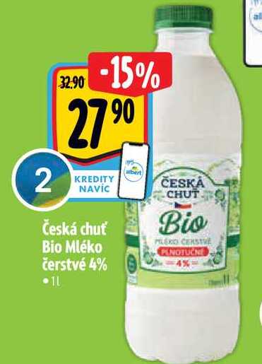   Česká chuť Bio Mléko čerstvé 4%  1 l