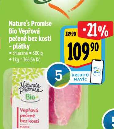 Nature's Promise Bio Vepřová pečeně bez kosti plátky chlazená 300 g