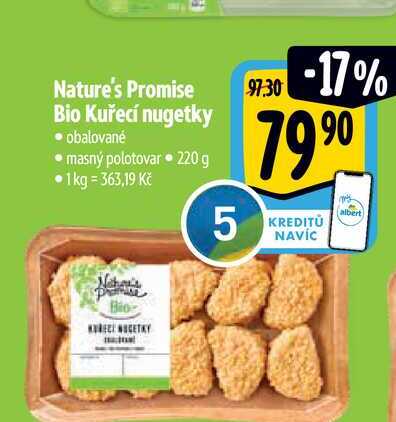 Nature's Promise Bio Kuřecí nugetky obalované masný polotovar 220g