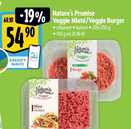 Nature's Promise Veggie Mleté Veggie Burger chlazené balené 200-250 g