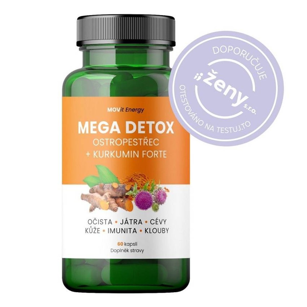 MOVit Mega Detox Ostropestřec + Kurkumin FORTE cps.60