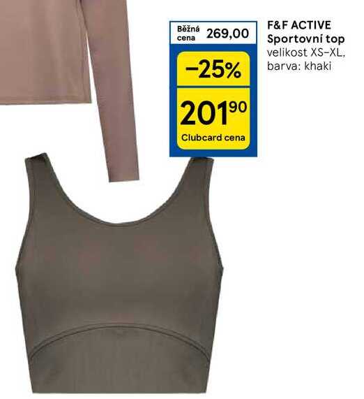 F&F ACTIVE Sportovní top velikost XS-XL, barva: khaki 