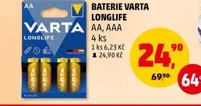 Varta Longlife Alkalické baterie AAA, 4 ks