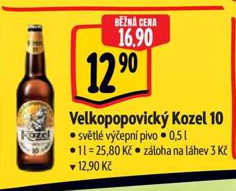 Velkopopovický Kozel 10 světlé výčepní pivo 0,5l