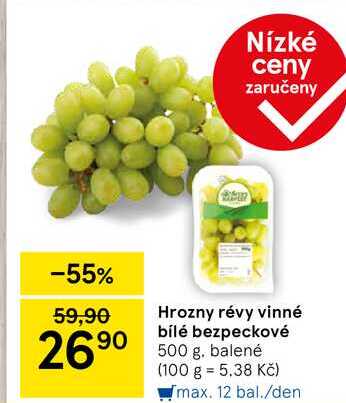 Hrozny révy vinné bílé bezpeckové, 500 g. balené