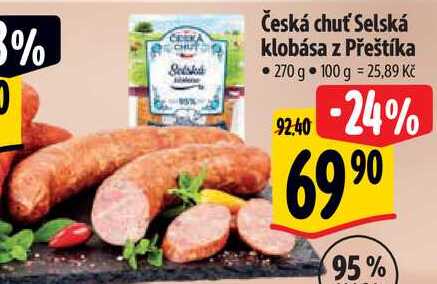 Česká chuť Selská klobása z Přeštíka, 270 g 