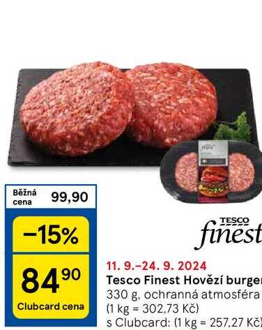 Tesco Finest Hovězí burger, 330 g