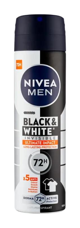 NIVEA Men Antiperspirant sprej pro muže Black & White Invisible Ultimate Impact, 150 ml