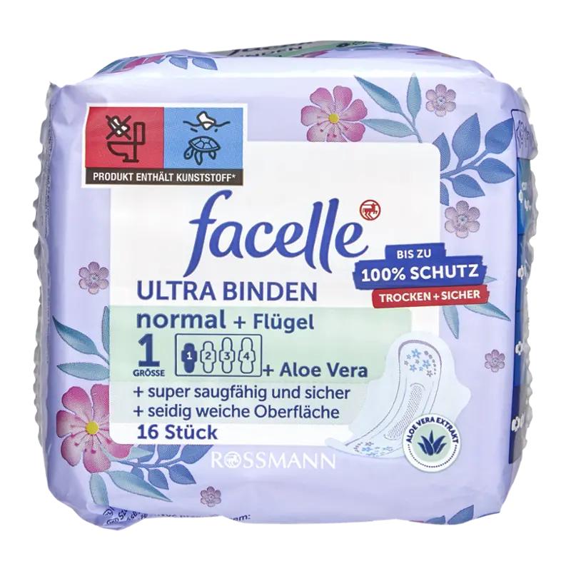 facelle Hygienické vložky s křidélky a s Aloe vera Ultra, 16 ks