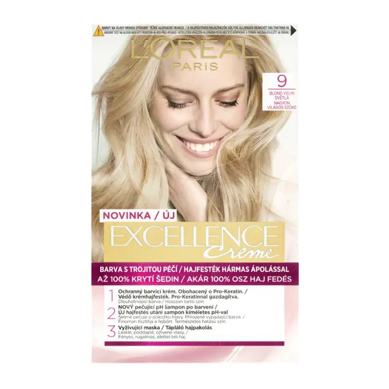 L'Oréal Barva na vlasy Excellence Creme 9 blond velmi světlá, 1 ks