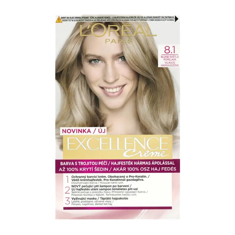 L'Oréal Barva na vlasy Excellence Creme 8.1 blond světlá popelavá, 1 ks