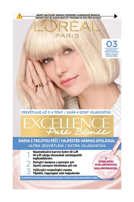 L'Oréal Barva na vlasy Excellence Pure Blonde 03 ultra světlá popelavá blond, 1 ks