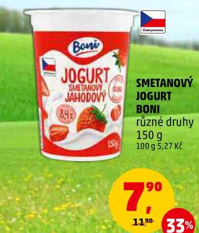 SMETANOVÝ JOGURT BONI různé druhy, 150 g