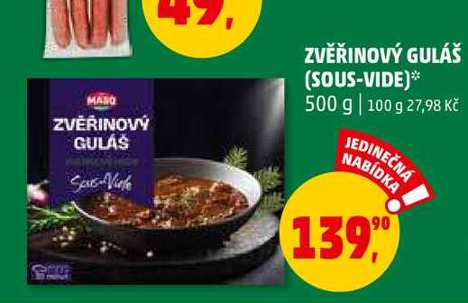 ZVĚŘINOVÝ GULÁŠ (SOUS-VIDE), 500 g
