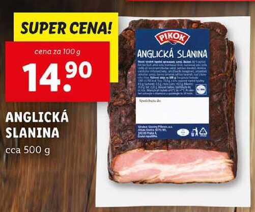 ANGLICKÁ SLANINA, cena za 100 g