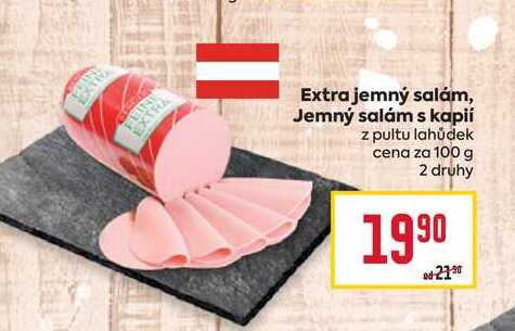 Extra jemný salám, Jemný salám s kapií z pultu lahůdek cena za 100 g 