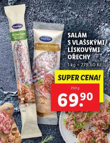 SALÁM S VLAŠSKÝMI LÍSKOVÝMI OŘECHY, 250 g