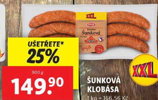 ŠUNKOVÁ KLOBÁSA, 900 g