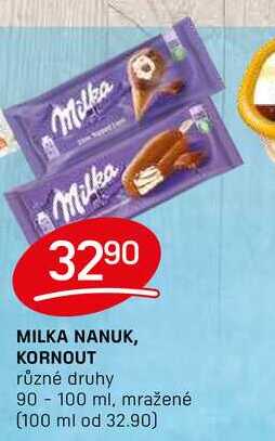 MILKA NANUK, KORNOUT různé druhy 90 -100 ml