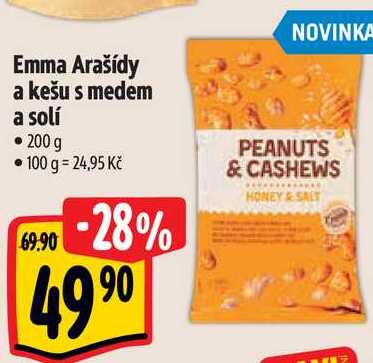 Emma Arašídy a kešu s medem a solí, 200 g