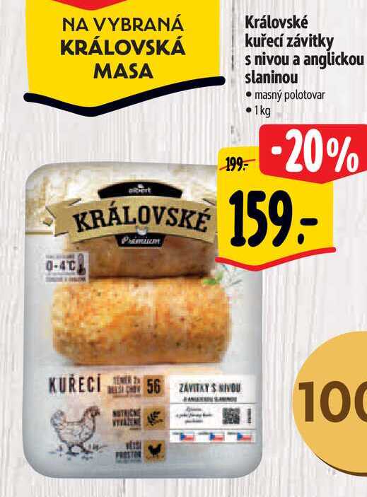 Královské kuřecí závitky s nivou a anglickou slaninou, 1 kg