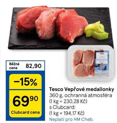 Tesco Vepřové medailonky, 360 g