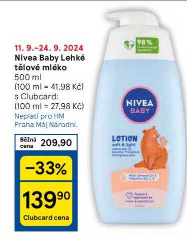 Nivea Baby Lehké tělové mléko, 500 ml