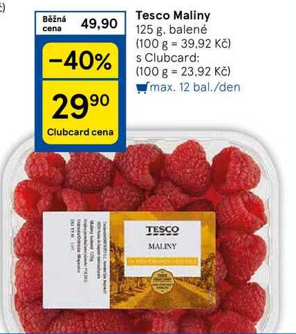 Tesco Maliny, 125 g