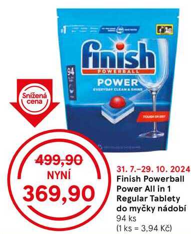 Finish Powerball Power All in 1 Regular Tablety do myčky nádobí, 94 ks