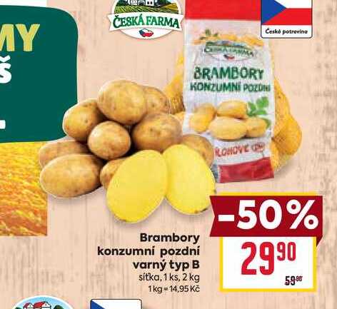 Brambory konzumní pozdní varný typ B sítka, 1 ks, 2 kg 